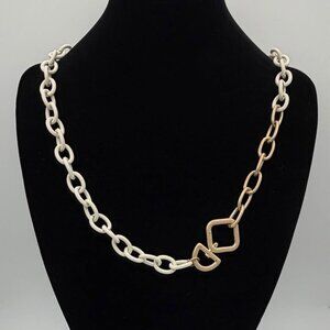Chunky Diamond Shape Tubular Link Chain Necklace-Ivory-Universal Thread